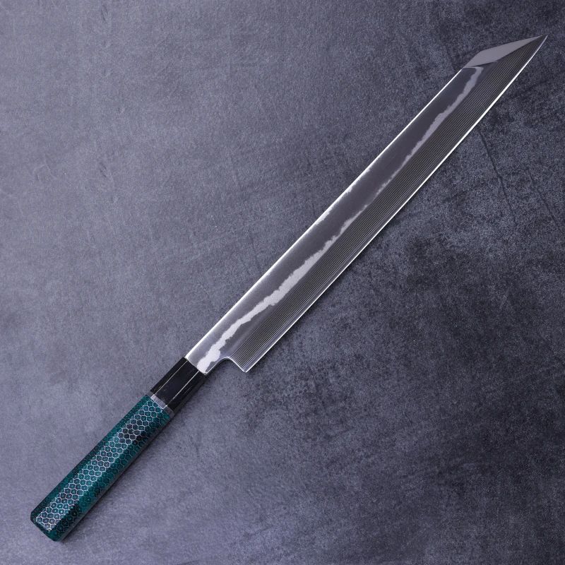 

Low MOQ 12inch Damascus Chef Japanese Yanagi Takohiki Kengata Knife, Green