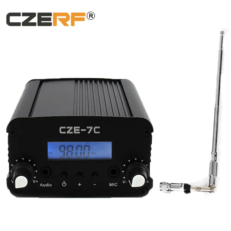 

professional power amplifier CZE-7C 1w/7w wireless fm transmitter with short antenna, Black