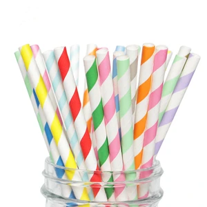 Image of IN STOCK Multi Colors Biodegradable Disposable Kraft Brown Paper Drinking Straw