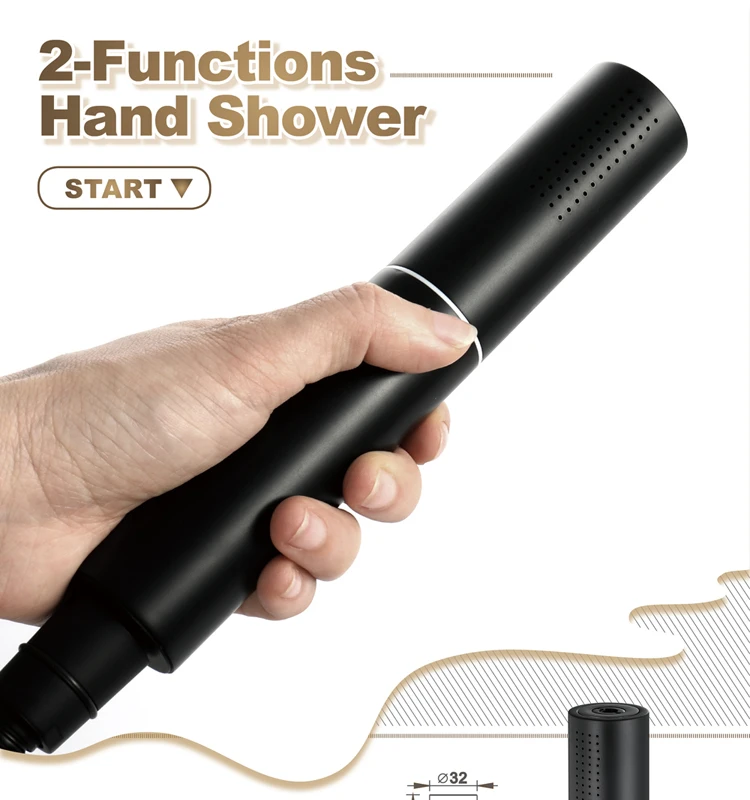 two function bathroom shower copper black bathroom hand shower head rotation can be used as a spray gun
