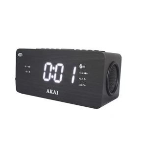 Image of new design wood desktop digital alarm clock with bt wireless function