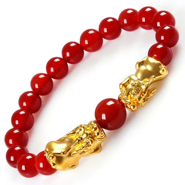 SW005 Gold Colour Wealth Pixiu Beaded Feng Shui Bracelet Lucky Animal Amulet Women's Jewelry