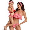 Lover-Beauty Top Pleated With Lace Flash And Adjustable Cord Design Mother And Daughter Extreme High Cut Swimsuit