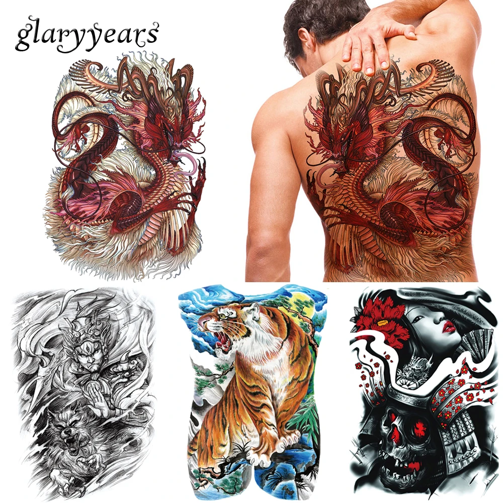 

MB Full Back Personalised Animals Long Lasting Tattoo Stickers, Metallic / colorful / customized