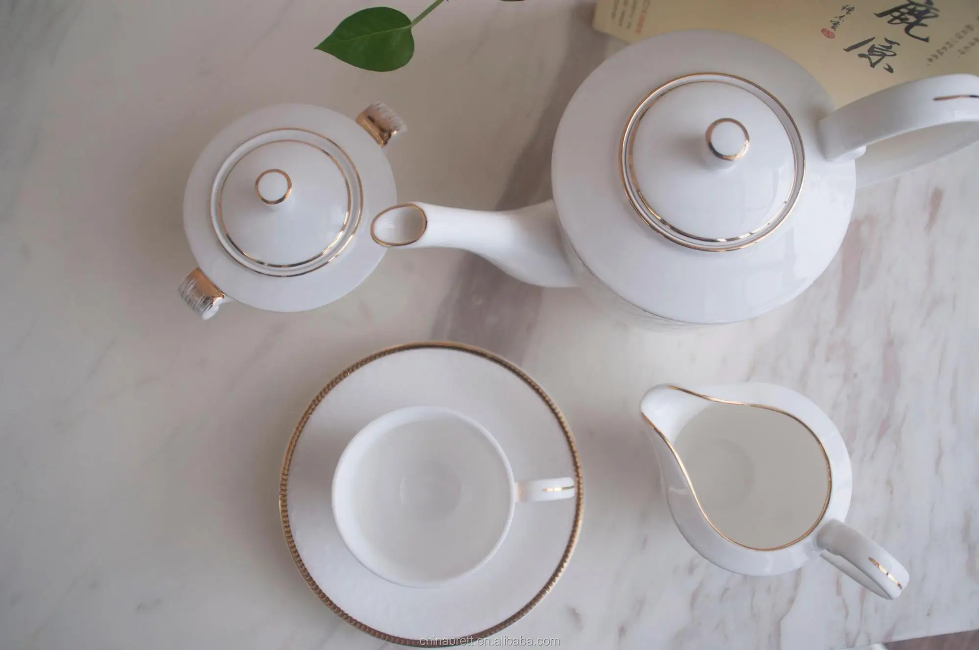 Italian Antique Gold Rim Coffee Cup And Saucer Set Ceramic