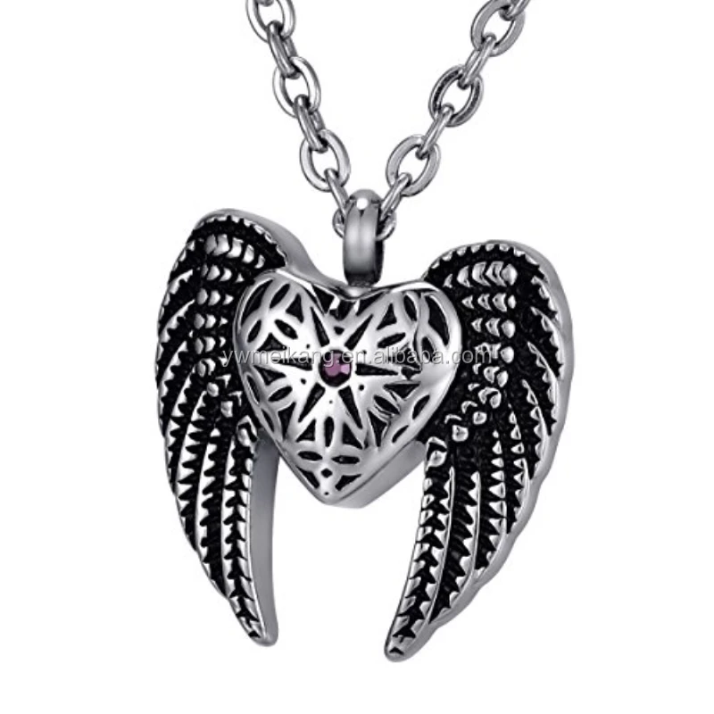 Engraved Personalized Angel Heart Wings Cremation Jewelry Keepsake Engraved Personalized Angel Heart Wings