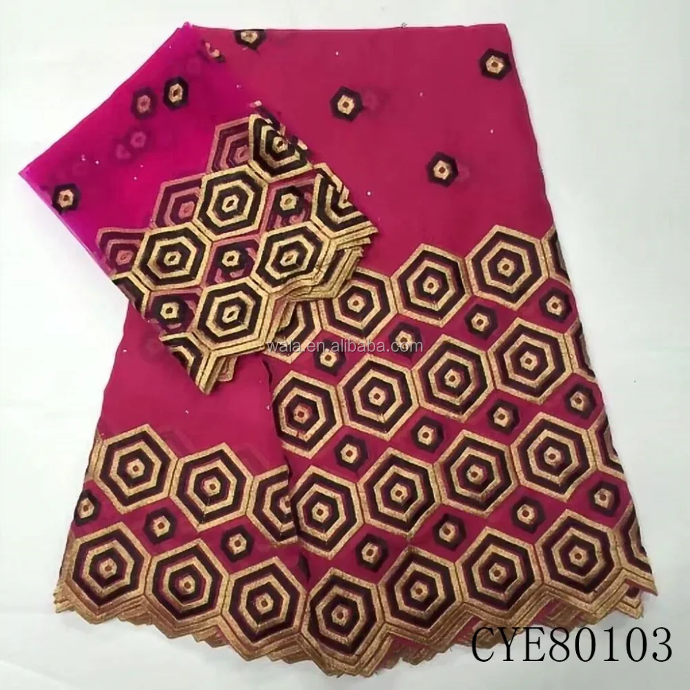 

CYE80103 African 100% cotton embroidery swiss voile with net lace fabric in very low price