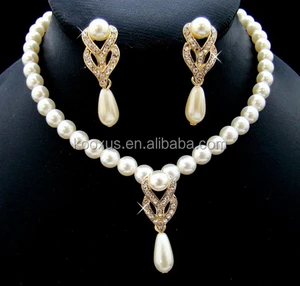 nicole - traditional pearl beauty wedding necklace set jewelry