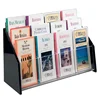 Tiered Leaflet Holder with 12 Pockets for 4x9 Brochures Clear Plexiglas Brochure Rack for Tabletop Use with Black Acrylic Sides