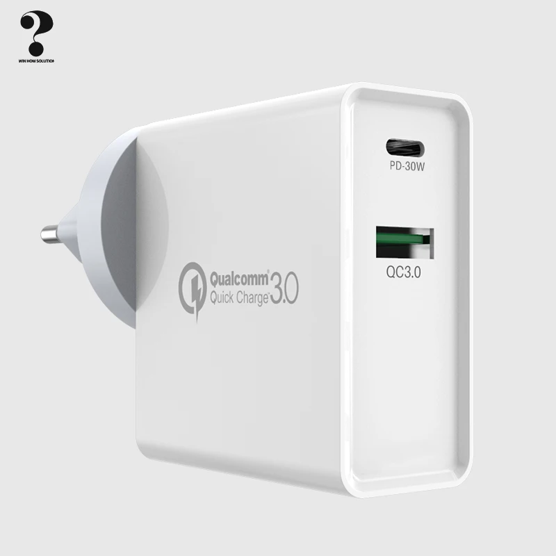 

Wen How 2 usb Charger Quick Charge 3.0 PD 30W Smart Mult Charging For iphone ipad sumsung, White