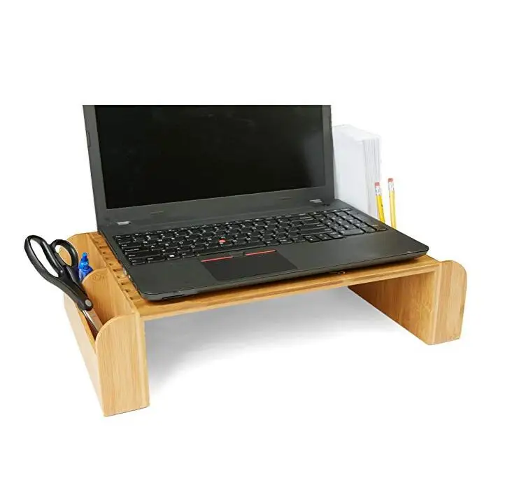 Bamboo Wood Monitor Riser With Pen Holder Computer Monitor Stand ...