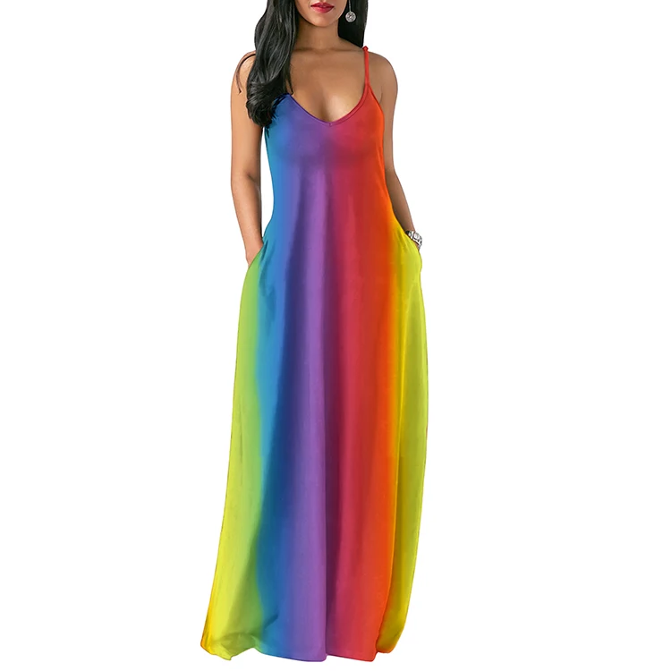 rainbow maxi dresses plus size