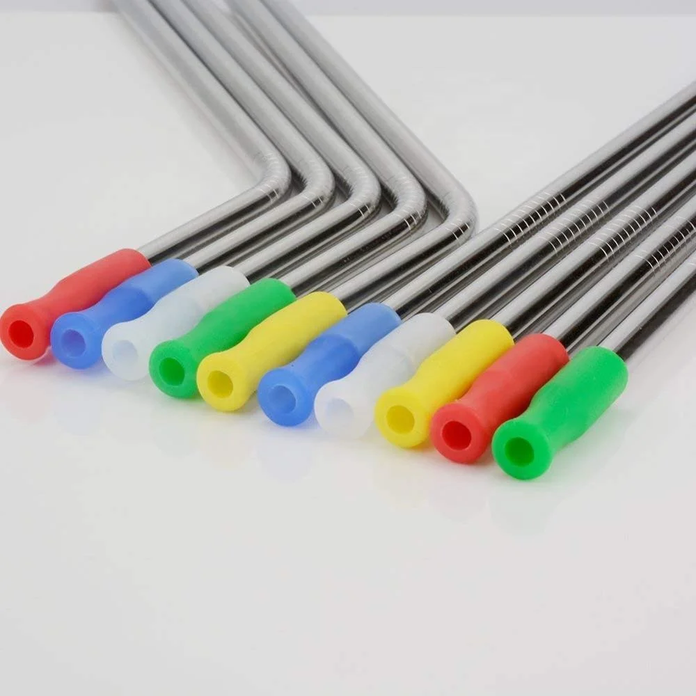 
Reusable Removable Multicolor 11 Colors Soft Silicone Tips for 6mm Stainless Steel Straws 