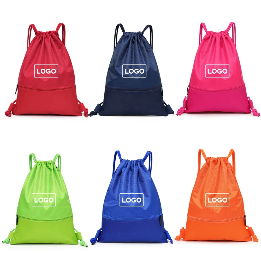

High quality custom logo printing drawstring cloth string bag sac de dos sport Teenager School backpack polyester with pockets, Customized color