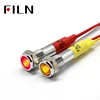 FILN New Arrival 6mm mini 12v LED metal indicator light flat signal lamp Red Yellow with 20cm cable