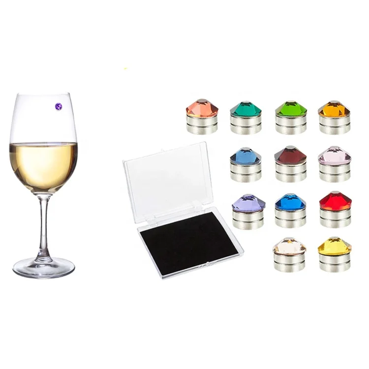 

Unique Products Set of 12 Crystal Magnetic Wine Glass Charms, 12 colours