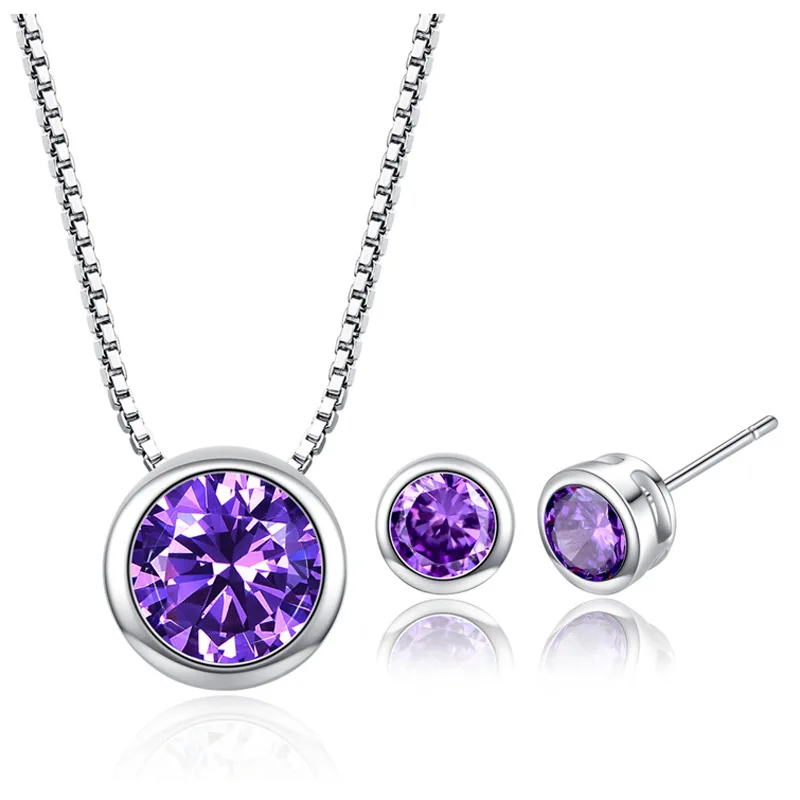 

Round pendant AAA CZ Stone Necklace and Earrings Wedding Jewelry Set For Bridal, N/a