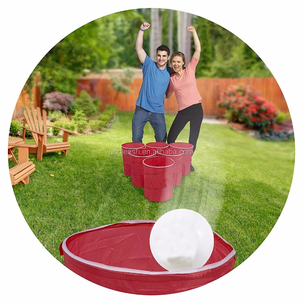 Outdoor Portable Tailgate Yard Bucket Pong Games With 2 Inflatable Ball