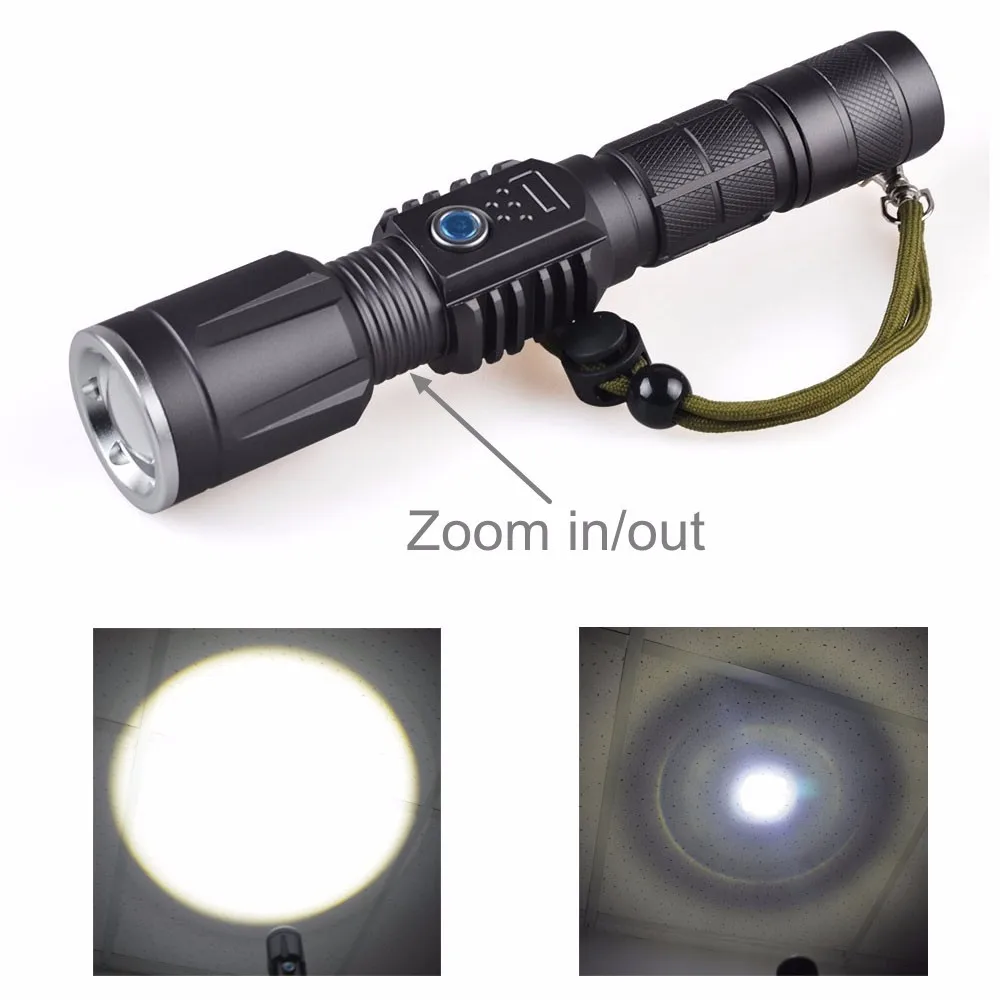 T6 Tactical Flashlight Aluminum 1000 Lumen 10w Usb 18650 Rechargeable ...