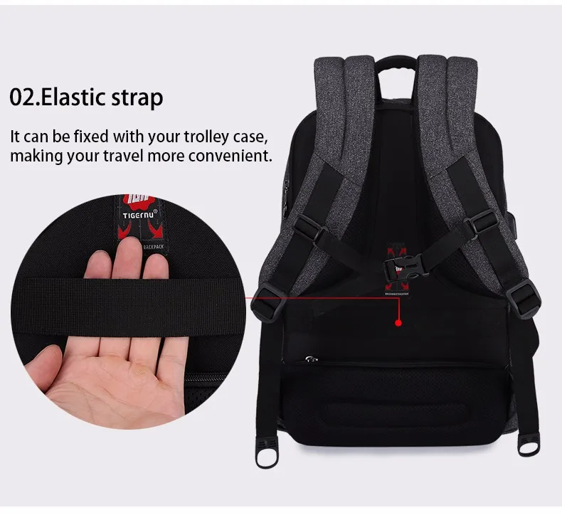 2017 New Design Tigernu Anti-thief USB charging laptop Compute backpack for women male Backpack school Bag for Men Mochila