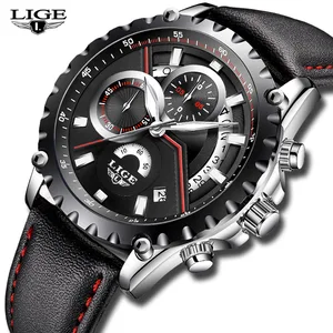 clock quartz wristwatch leather luminous hands men watch charm