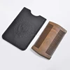 Pocket handmade double sided green wooden sandalwood hair beard comb