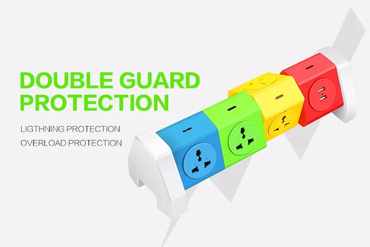 5 Gang Universal Multi Function Flexible Extension Socket with 2 USB Smart Desktop Power Strip