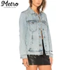 Women custom clothing distressed denim Stud crystal beaded jacket