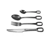 Custom high grade black coating stainless steel ring cutlery set for wedding