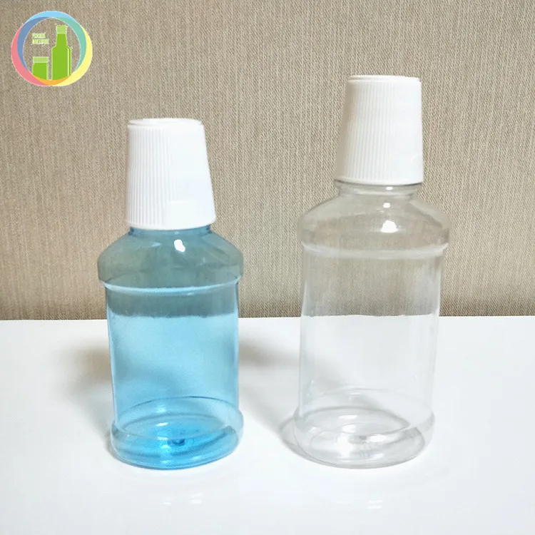 High Quality Pet Plastic Bottle Blue Gargle Liquid Bottle For Mouthwash 