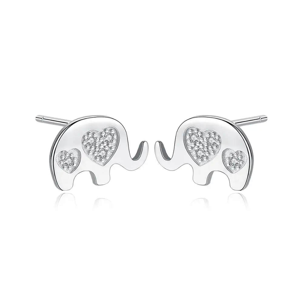 

CZCITY Cute Cubic Zirconia Elephant Women Stud Earrings Korean Style Fine Jewelry