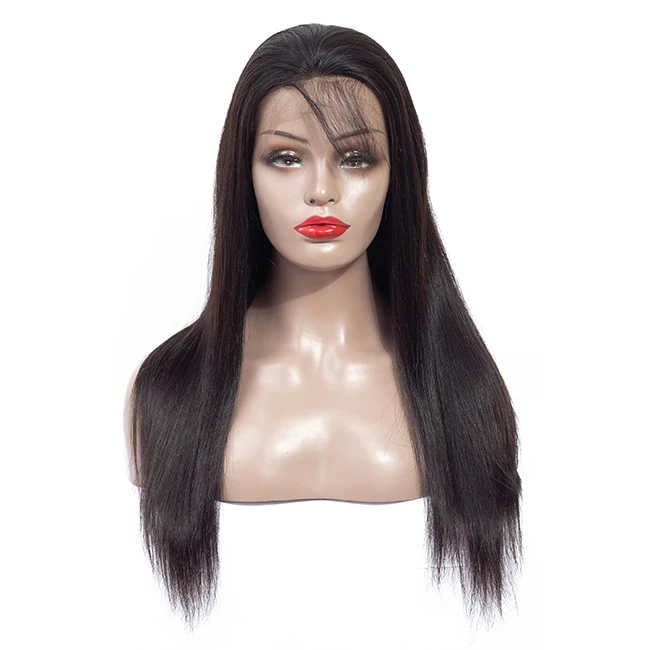 

Straight 360 Lace Front Wig Pre Plucked Brazilian Virgin Human Hair Wigs with Baby Hair Silky Straight Full Lace Wig, Natural color #1b;accept customer color chart