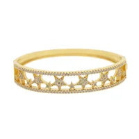 

Gold plated 2019 Christmas gift in stock cz paved star cluster bangle for women