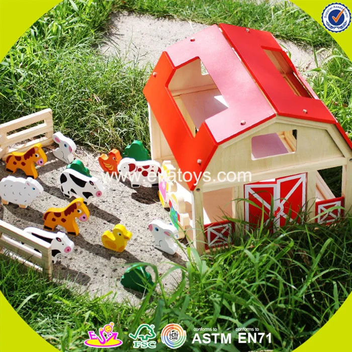 2018 Wholesale Baby Wooden Farm House Toy Diy Kids Wooden Farm House