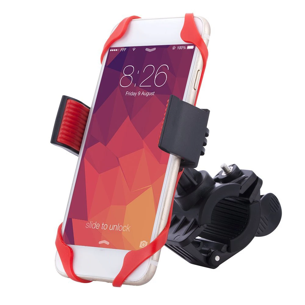 

Phone Accessories 2 Silicone Bands Easy Installation Mobile Mount Bike For Samsung Galaxy S9, Black+red
