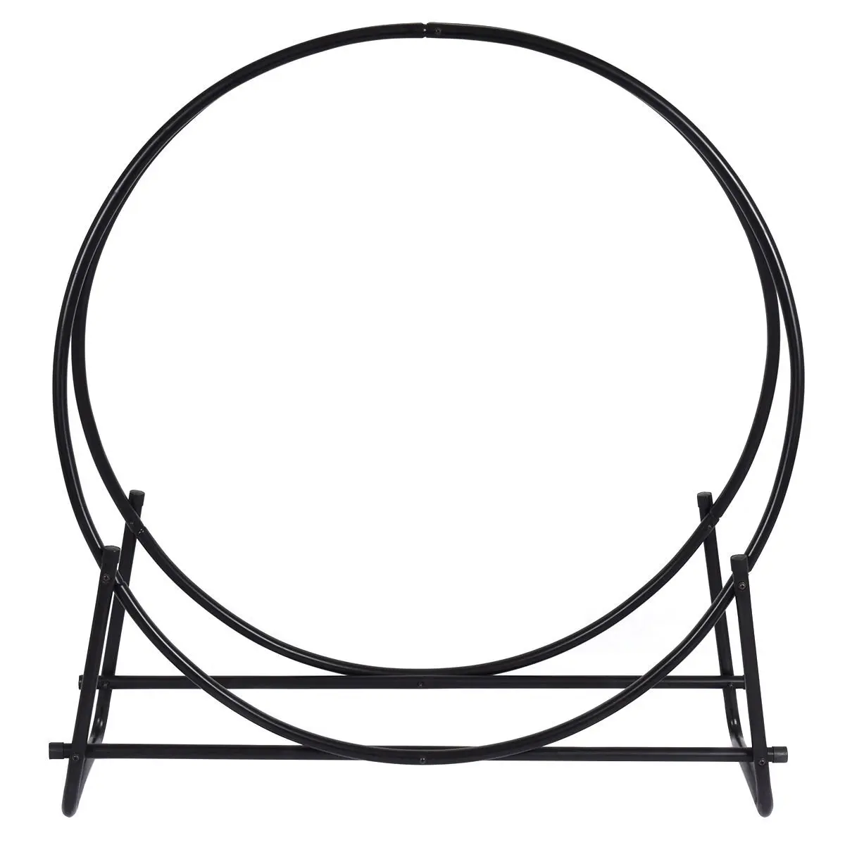 Maximumstore 40-Inch Tubular Steel Log Hoop Firewood Storage Rack Holder Round Display