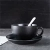 250ml 200ml black white ceramic coffee cappuccino espresso latte tea cups with saucer