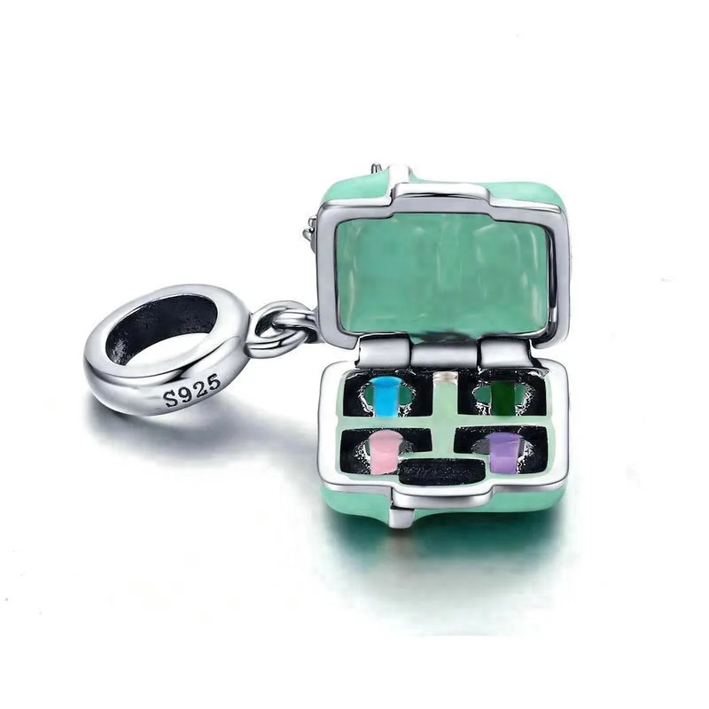 

100% 925 Sterling Silver Macaron candy Box Love Bowknot Charm Pendant fit Women Bracelet & Necklace Jewelry Gift BAMOER