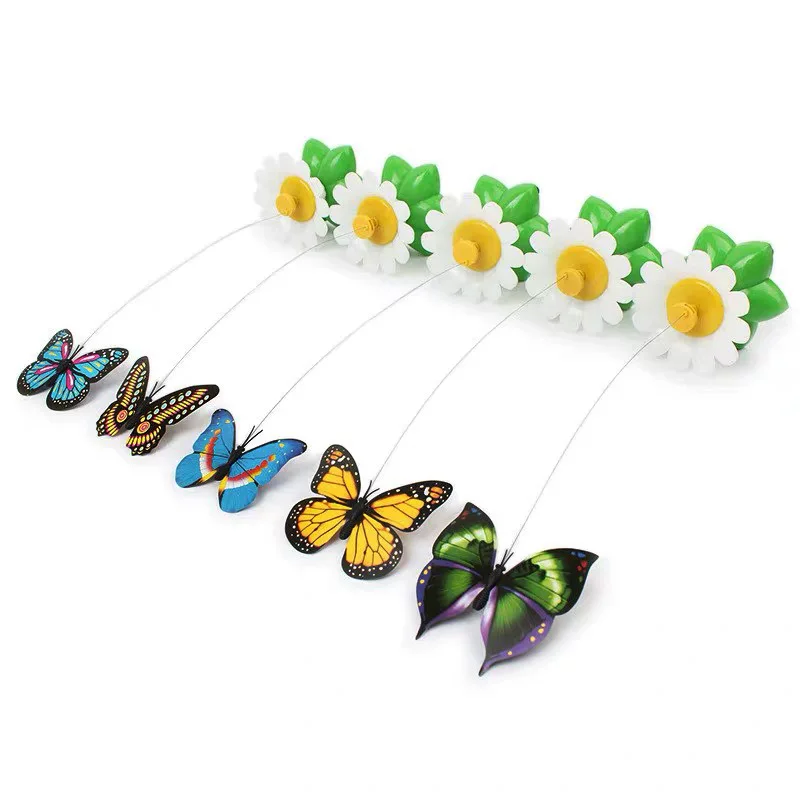

The electric cat toy rotates to simulate flying butterflies, Colorful