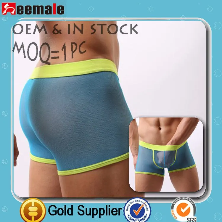 

Without Logo Sheer Sexy Underwear Men See Through Shorts Of Transparent Mesh Underwear Boxers Custom SC15, White;blue;red;black