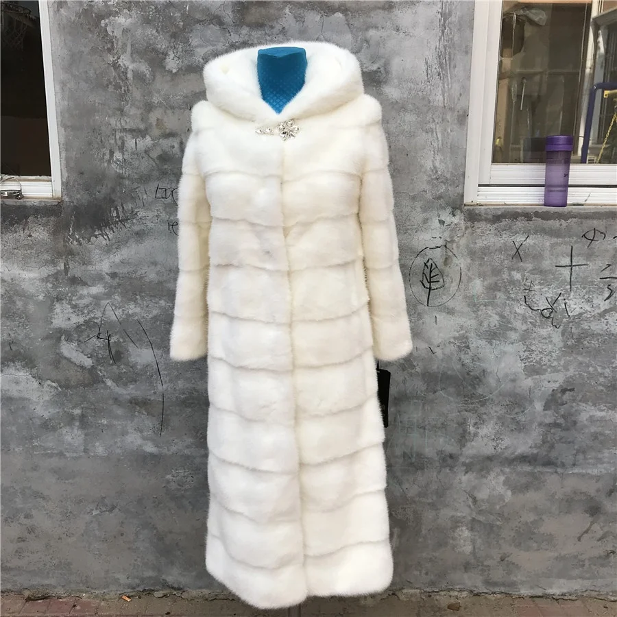 

Hotsale women warm dyed real mink fur long winter long coat, Black;white;grey