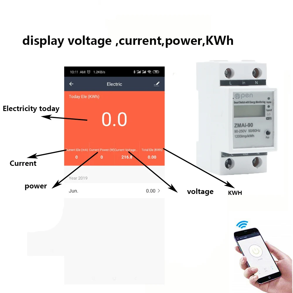 WIFI remote control Smart Switch with energy monitoring for Smart home tuya