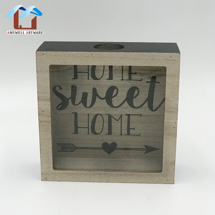 
Wholesale Square Wooden Saving Money Box Photo Frame Shadow Box For Kids 