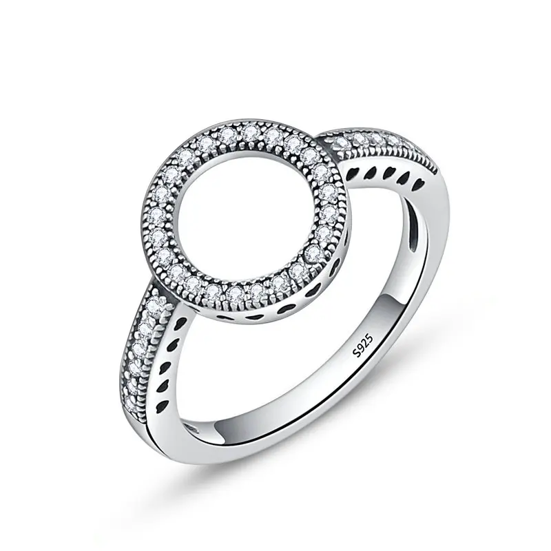 

New Trendy 925 Sterling Silver Clear CZ Circle Round Ring