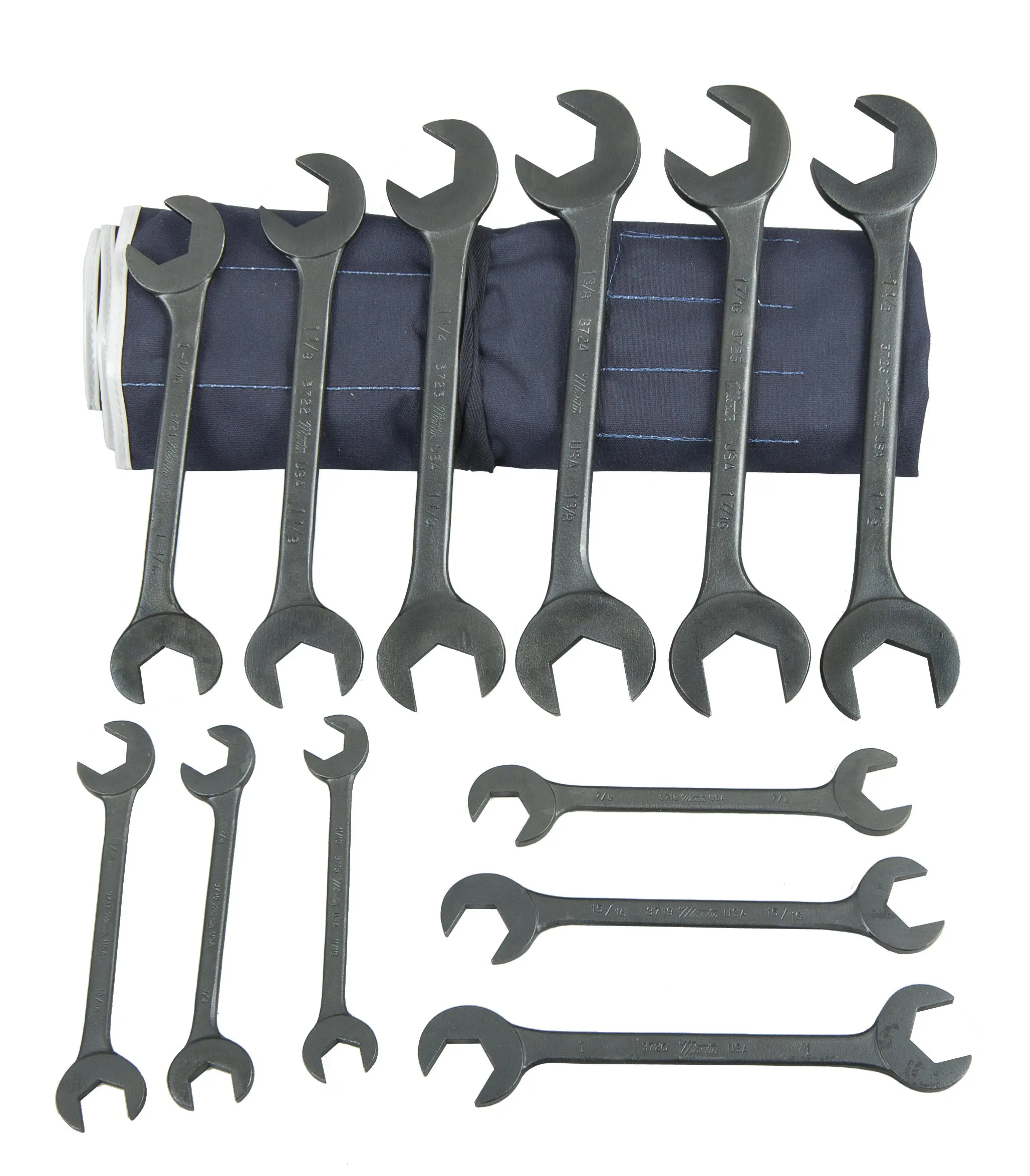 Martin BOB18K Hydraulic Wrench Set, 18 Pieces ranging from 11/32" x 11/32" to 1-1/2" x 1-1/2" in Roll Bag, Industrial Black Finish