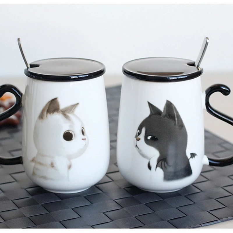 

Zogifts Cartoon Customization cat animal ceramic coffee mugs for tea, White