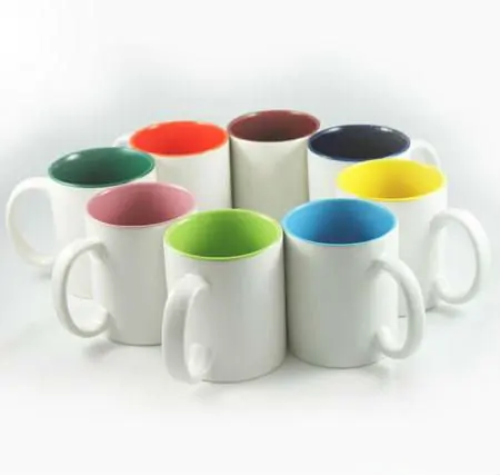 

11oz Cheap personalized outside white inside colorful ceramic mug for coffee, 10 colors