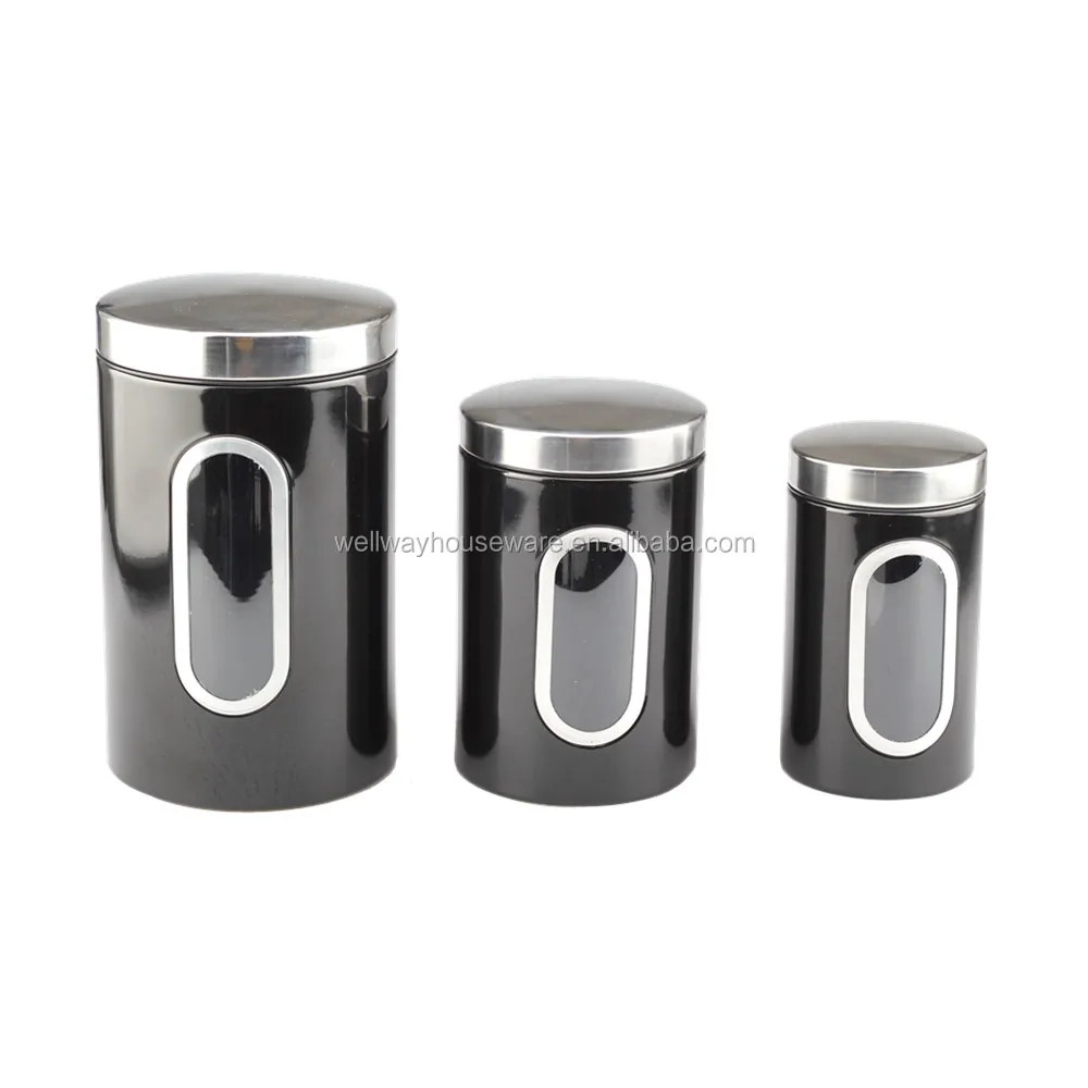 red and black tea coffee sugar canisters