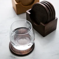

China Factory Wholesale Custom Square Round Natural Walnut Oak Olive Cherry Wood Cup Holder Set Coaster for Drinks