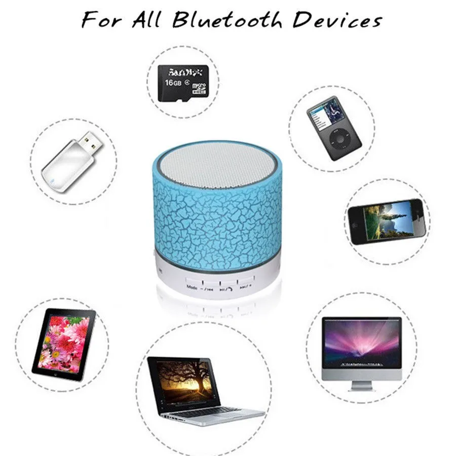 2017 LED Portable Mini Speakers Wireless Speaker With TF USB FM Radio - ANKUX.COM